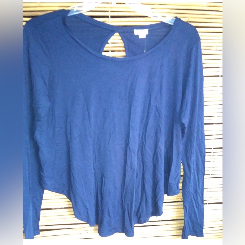 Chelsea Sky XL Scoop Neck Long Sleeved Top Plus in Navy - New!